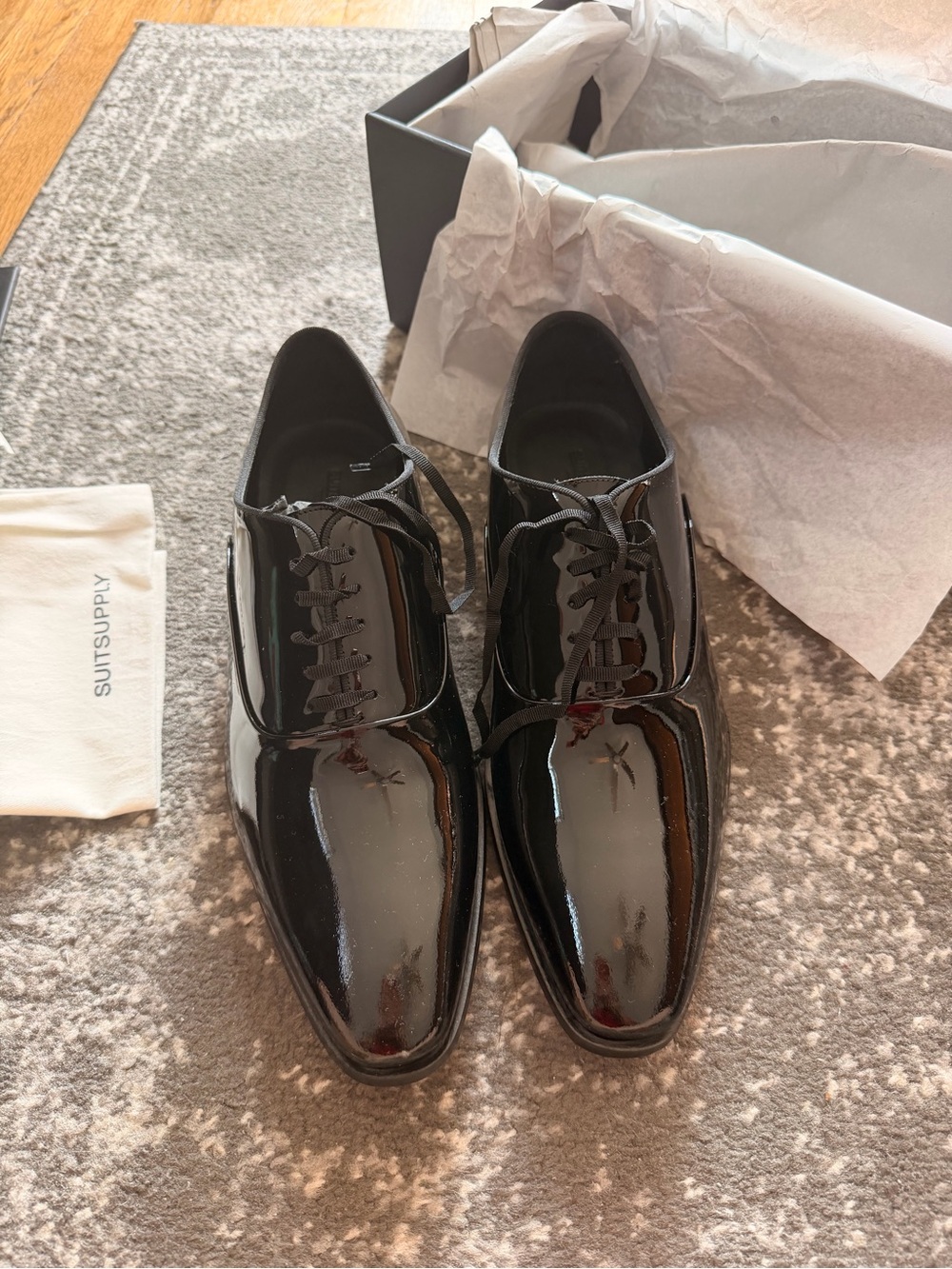 Suit supply Men's Black tuxedo Oxford Dress Shoes brand new